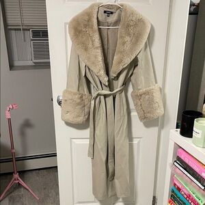 Missguided Cream Faux Leather Coat
